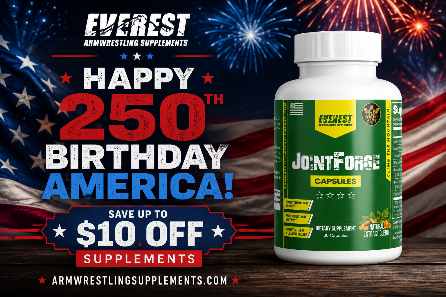 Celebrate the 4th of July with the "Happy Birthday America" Sale at Everest Armwrestling Supplements!